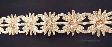 Embroidered Silver And Gold Zardozi Floral Trim, Threadwork Lace, Indian Trim